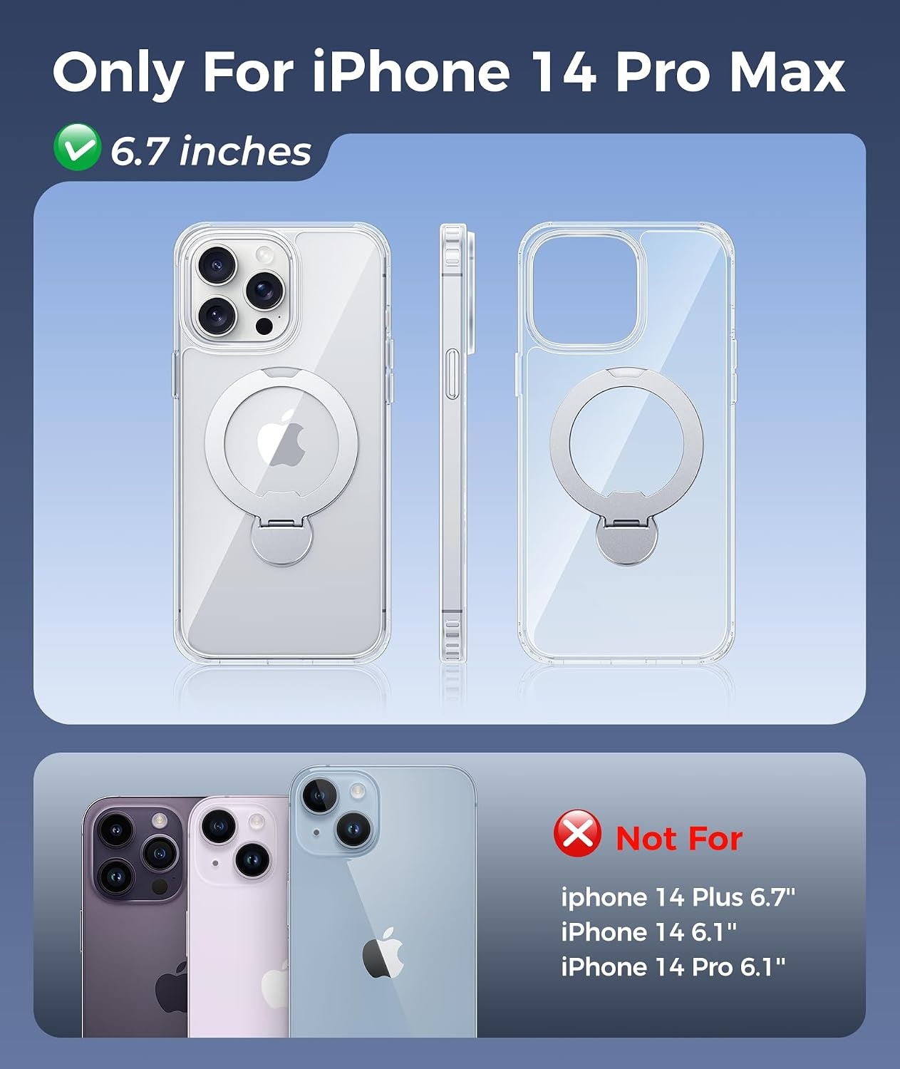 image:imageFNTCASE for iPhone 16 Pro Max Case with 360 Spin Magnetic Stand BlackClear