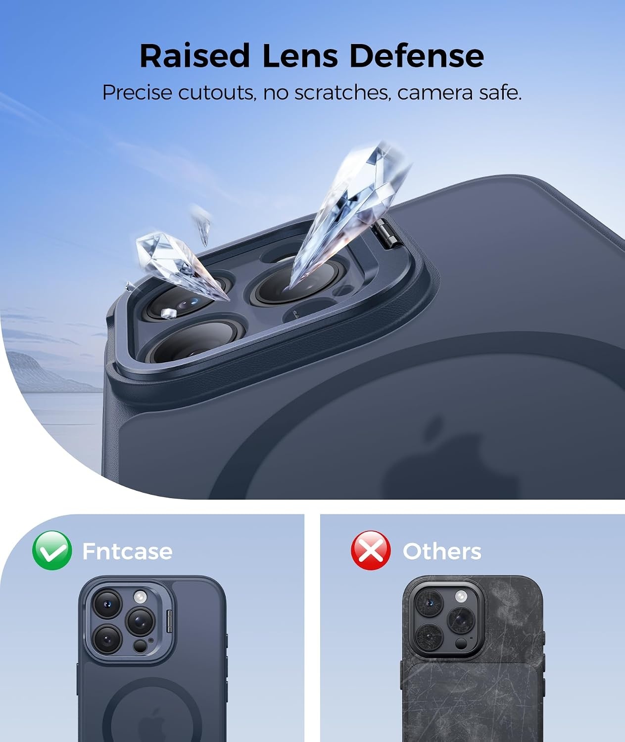 image:imageFNTCASE for iPhone 16 Pro Max Case with 360 Spin Magnetic Stand BlackDeep Blue