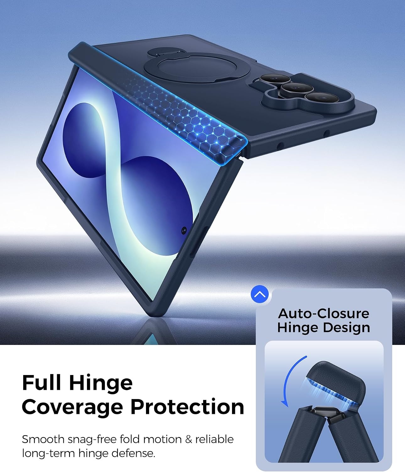 image:imageFNTCASE for iPhone 16 Pro Max Case with 360 Spin Magnetic Stand BlackDeep Blue