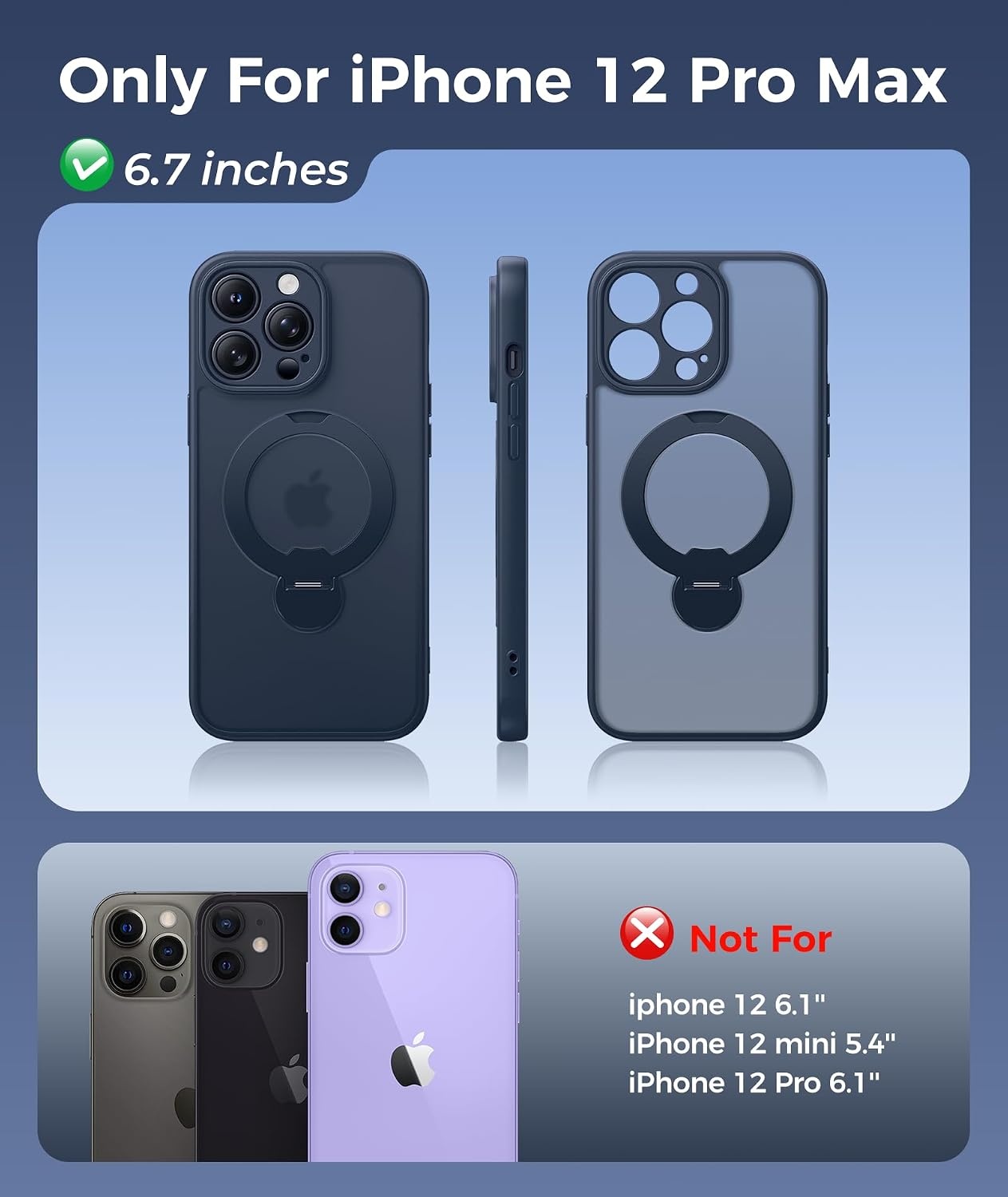 image:imageFNTCASE for iPhone 16 Pro Max Case with 360 Spin Magnetic Stand BlackDeep Blue