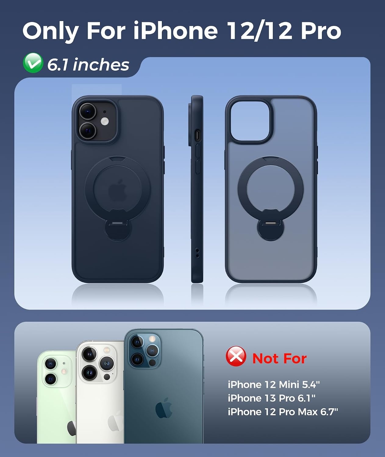 image:imageFNTCASE for iPhone 16 Pro Max Case with 360 Spin Magnetic Stand BlackDeep Blue