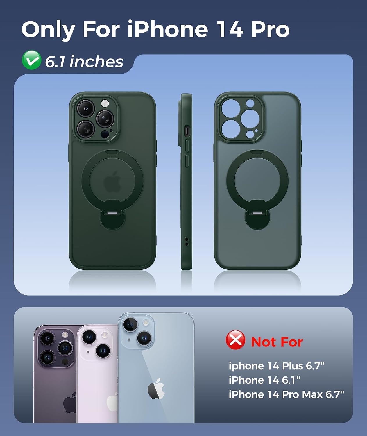 image:imageFNTCASE for iPhone 16 Pro Max Case with 360 Spin Magnetic Stand BlackGreen