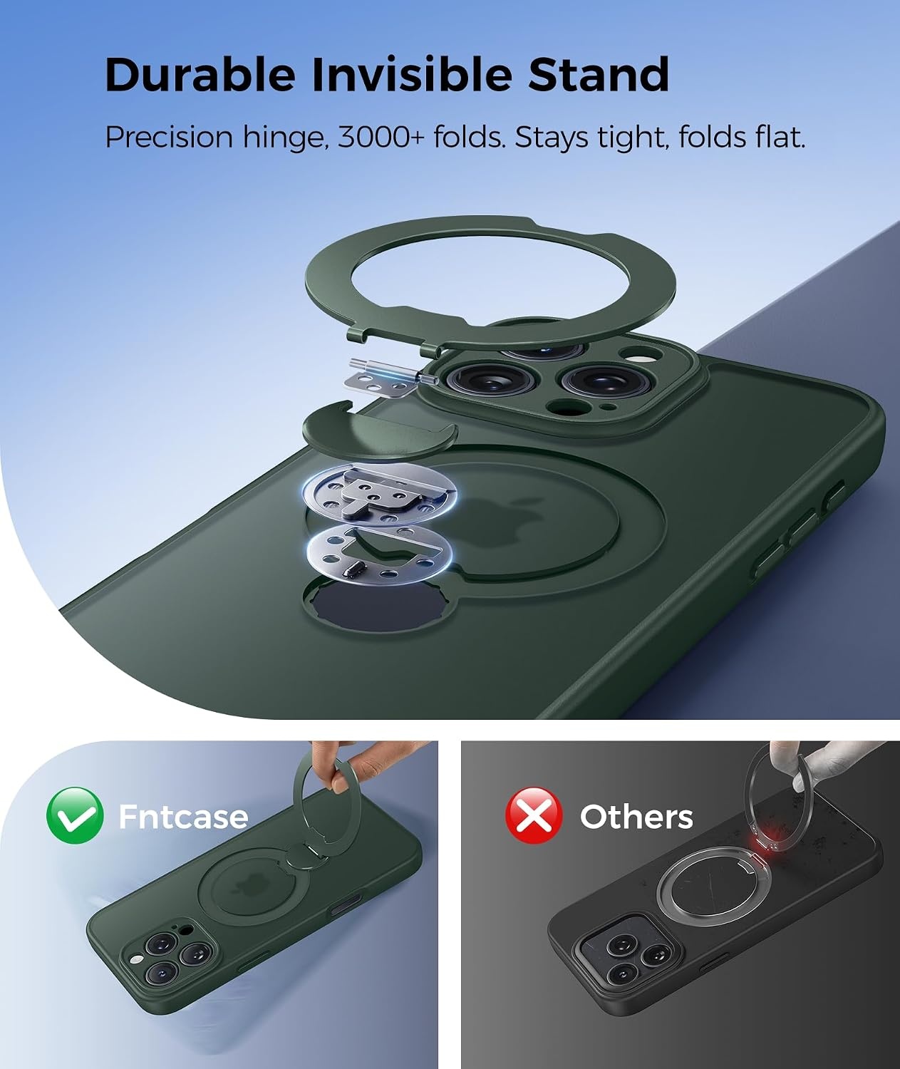 image:imageFNTCASE for iPhone 16 Pro Max Case with 360 Spin Magnetic Stand BlackGreen