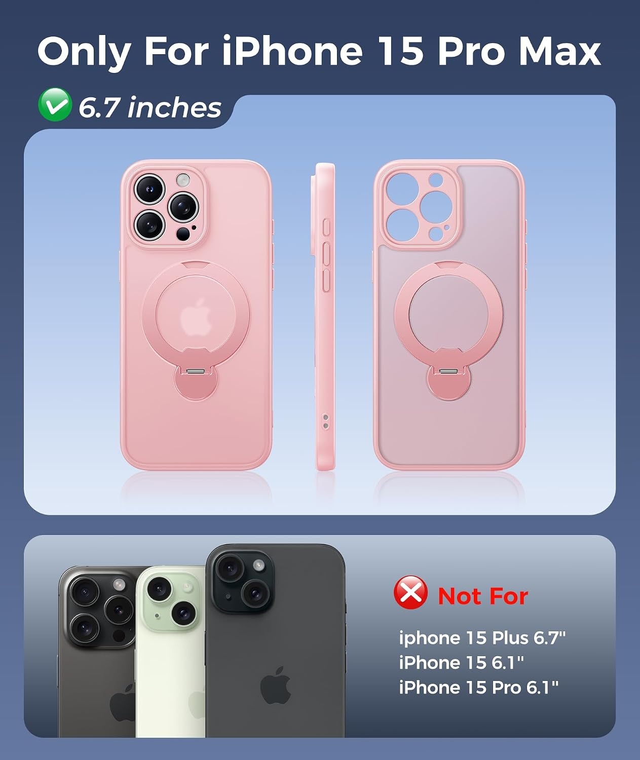 image:imageFNTCASE for iPhone 16 Pro Max Case with 360 Spin Magnetic Stand BlackPink