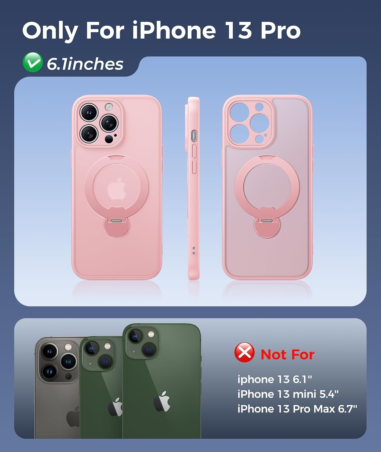 image:imageFNTCASE for iPhone 16 Pro Max Case with 360 Spin Magnetic Stand BlackPink