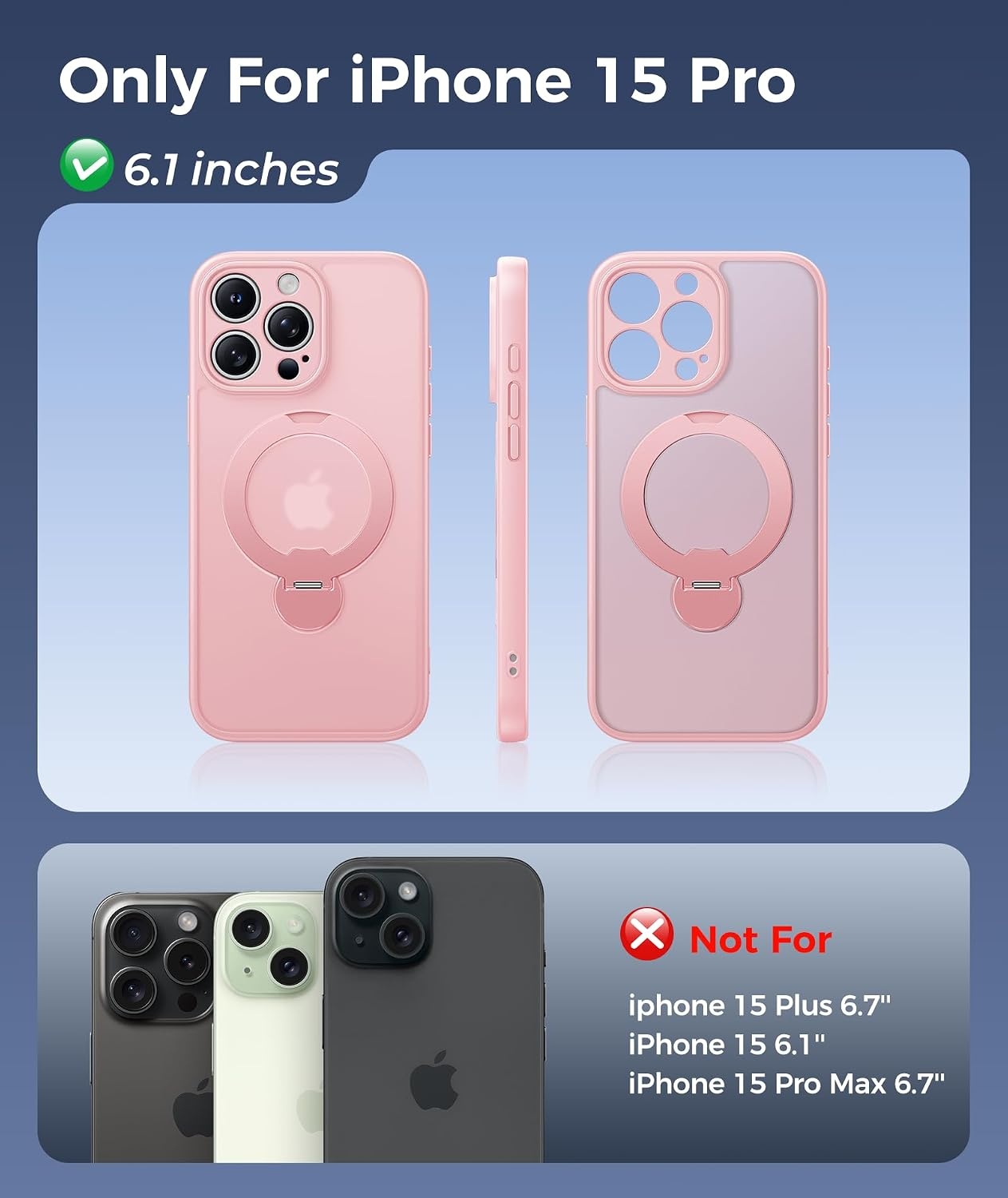 image:imageFNTCASE for iPhone 16 Pro Max Case with 360 Spin Magnetic Stand BlackPink