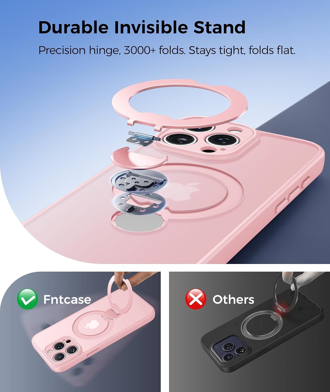image:imageFNTCASE for iPhone 16 Pro Max Case with 360 Spin Magnetic Stand BlackPink