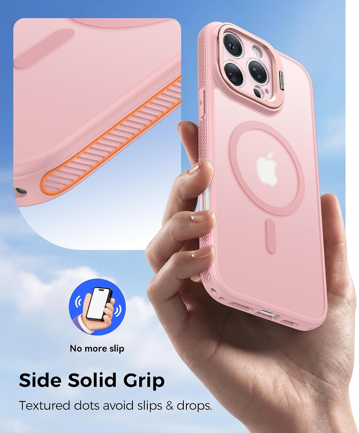 image:imageFNTCASE for iPhone 16 Pro Max Case with 360 Spin Magnetic Stand BlackPink