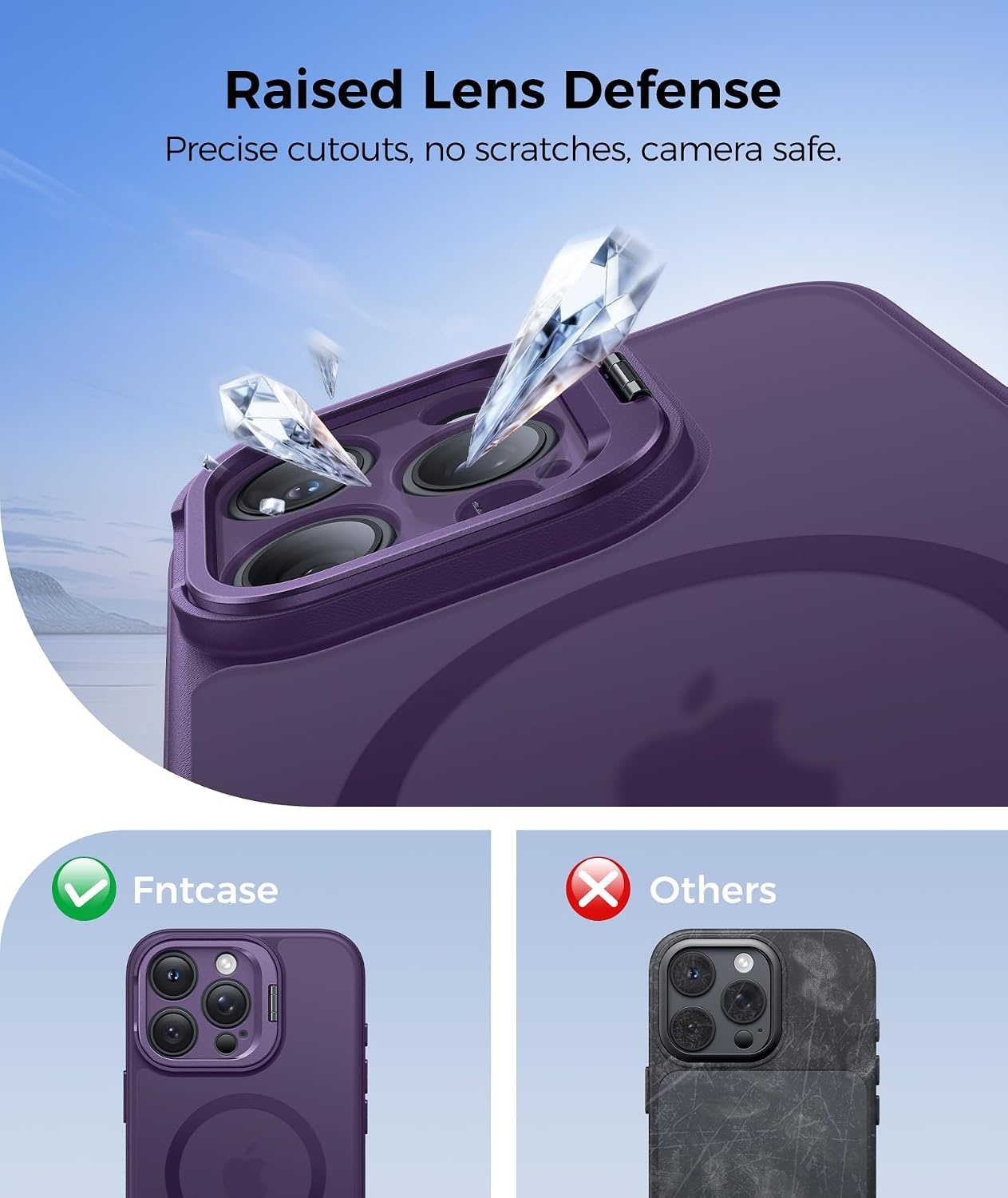 image:imageFNTCASE for iPhone 16 Pro Max Case with 360 Spin Magnetic Stand BlackPurple