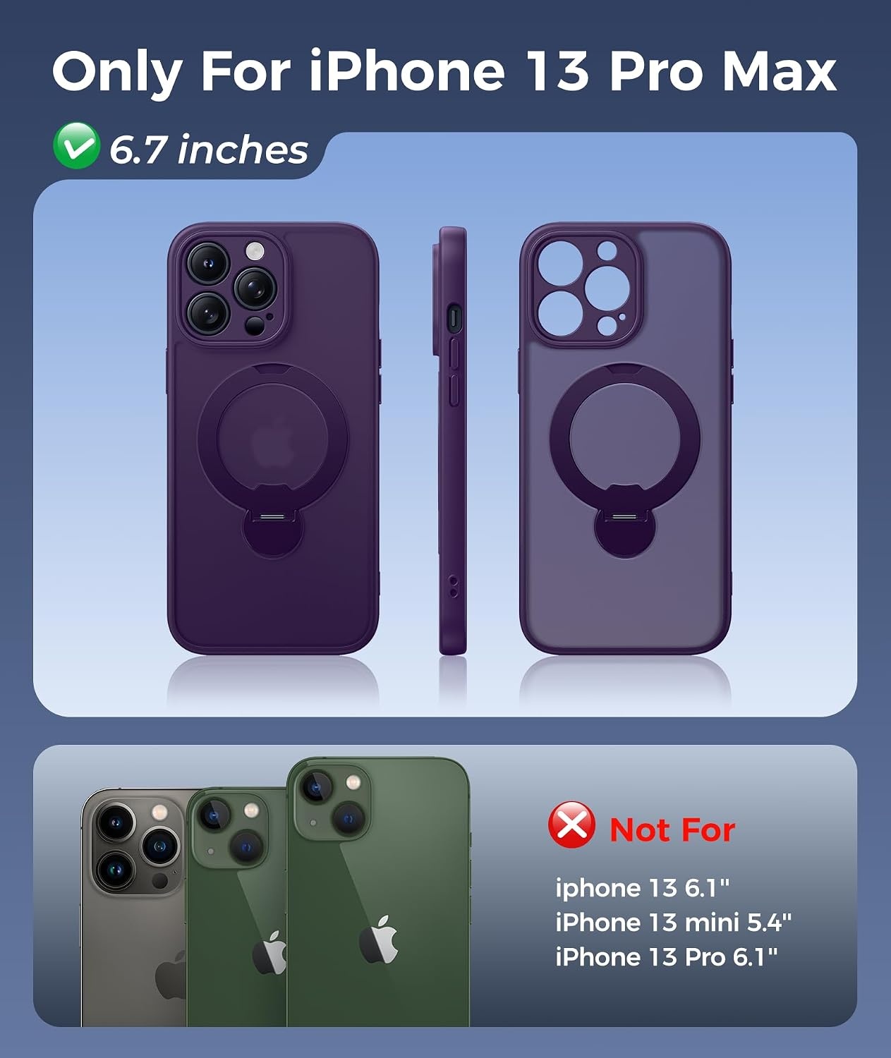 image:imageFNTCASE for iPhone 16 Pro Max Case with 360 Spin Magnetic Stand BlackPurple