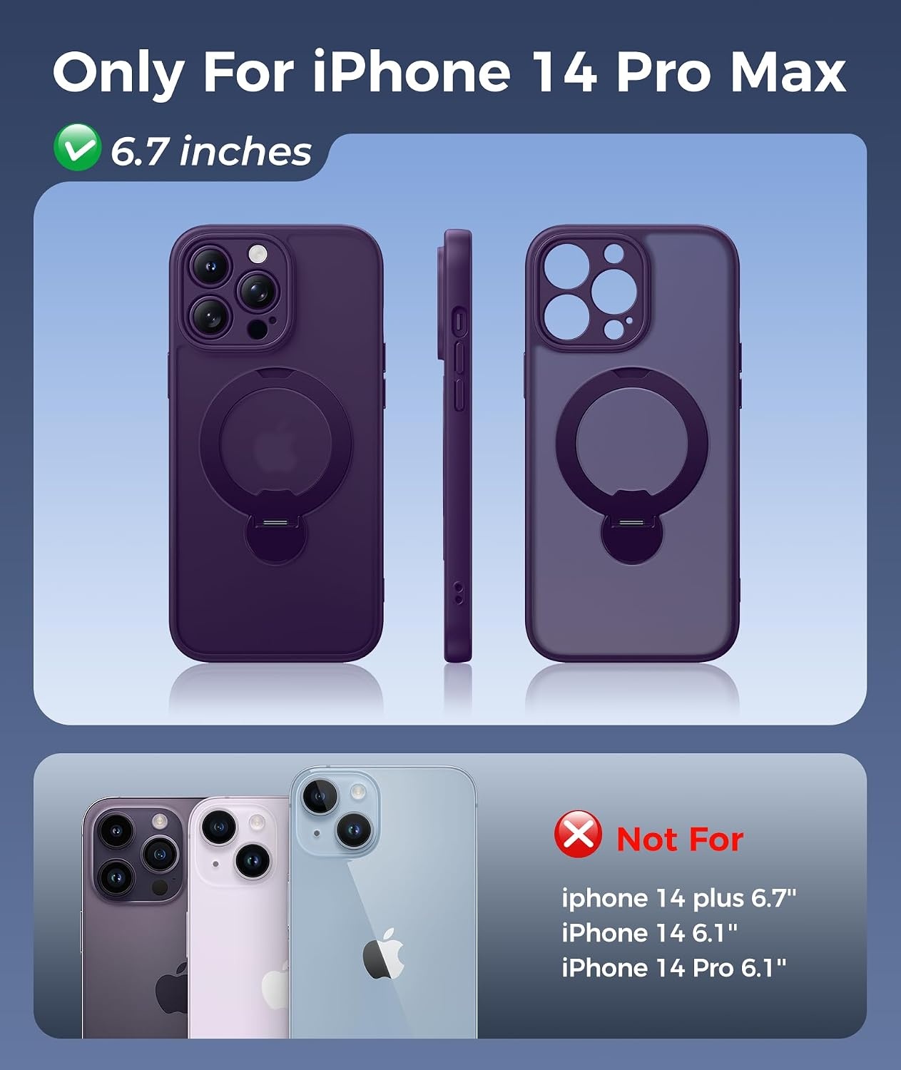 image:imageFNTCASE for iPhone 16 Pro Max Case with 360 Spin Magnetic Stand BlackPurple
