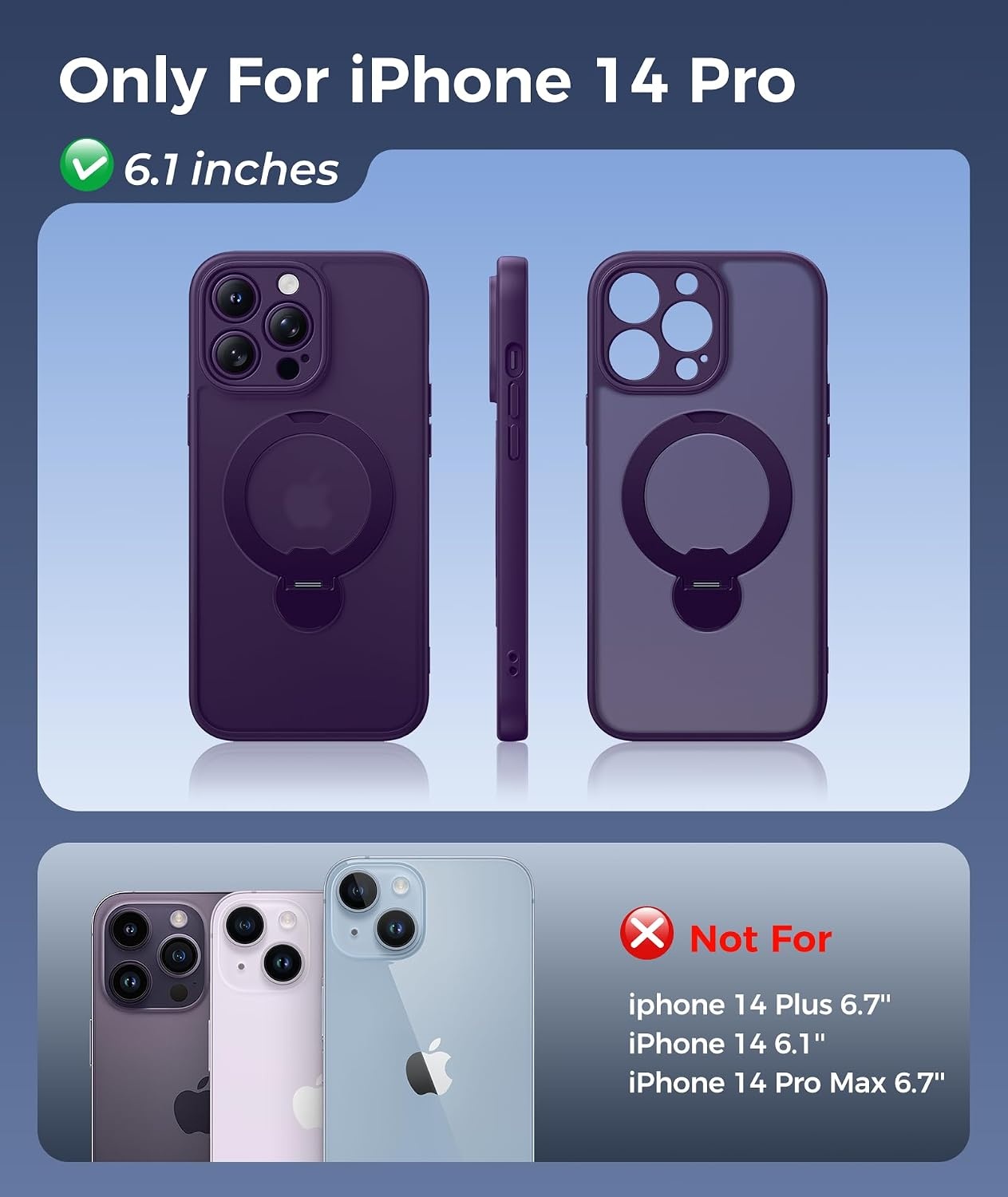 image:imageFNTCASE for iPhone 16 Pro Max Case with 360 Spin Magnetic Stand BlackPurple