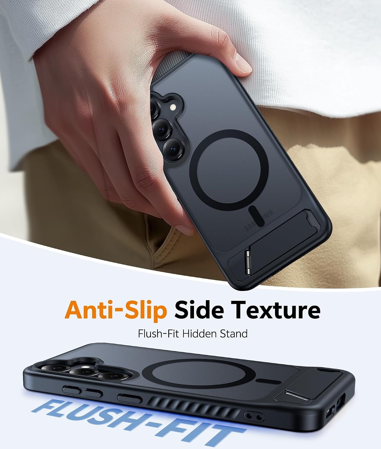 image:imageFNTCASE for iPhone 16 Pro Max Case with 360 Spin Magnetic Stand BlackZblack