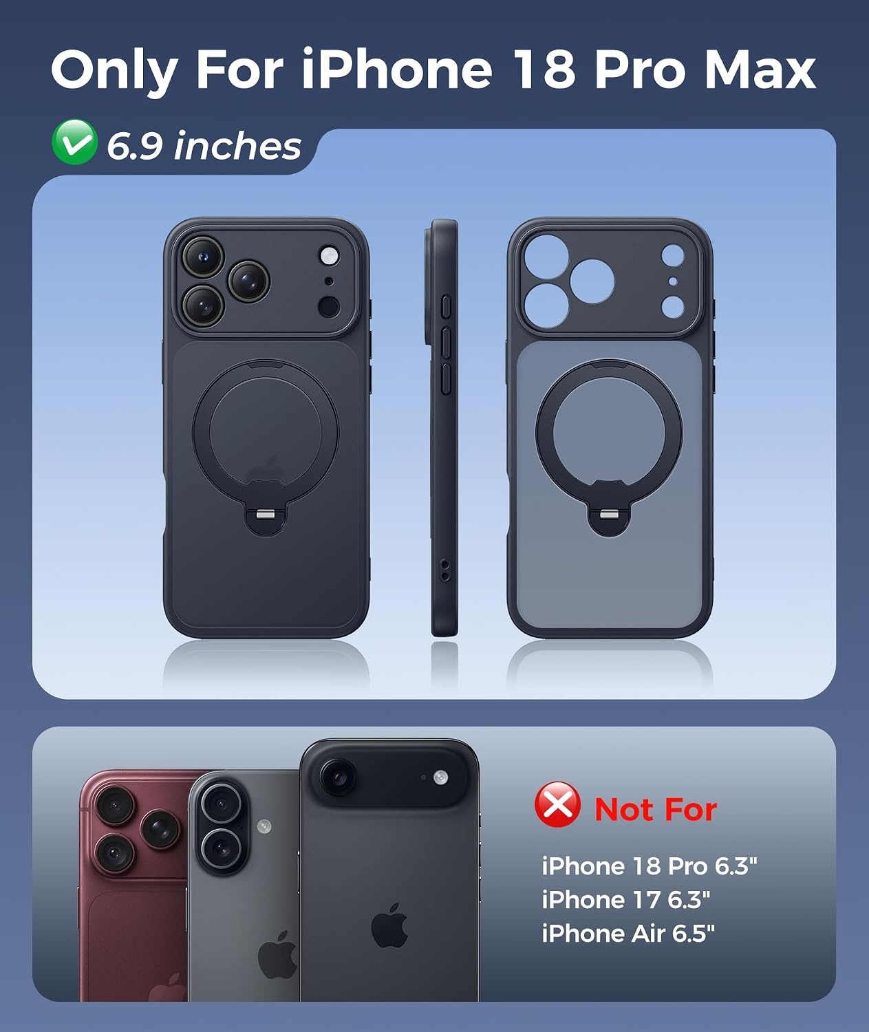 image:imageFNTCASE for iPhone 18 Pro iPhone17 Pro Case with 360 Spin Magnetic StandBlack
