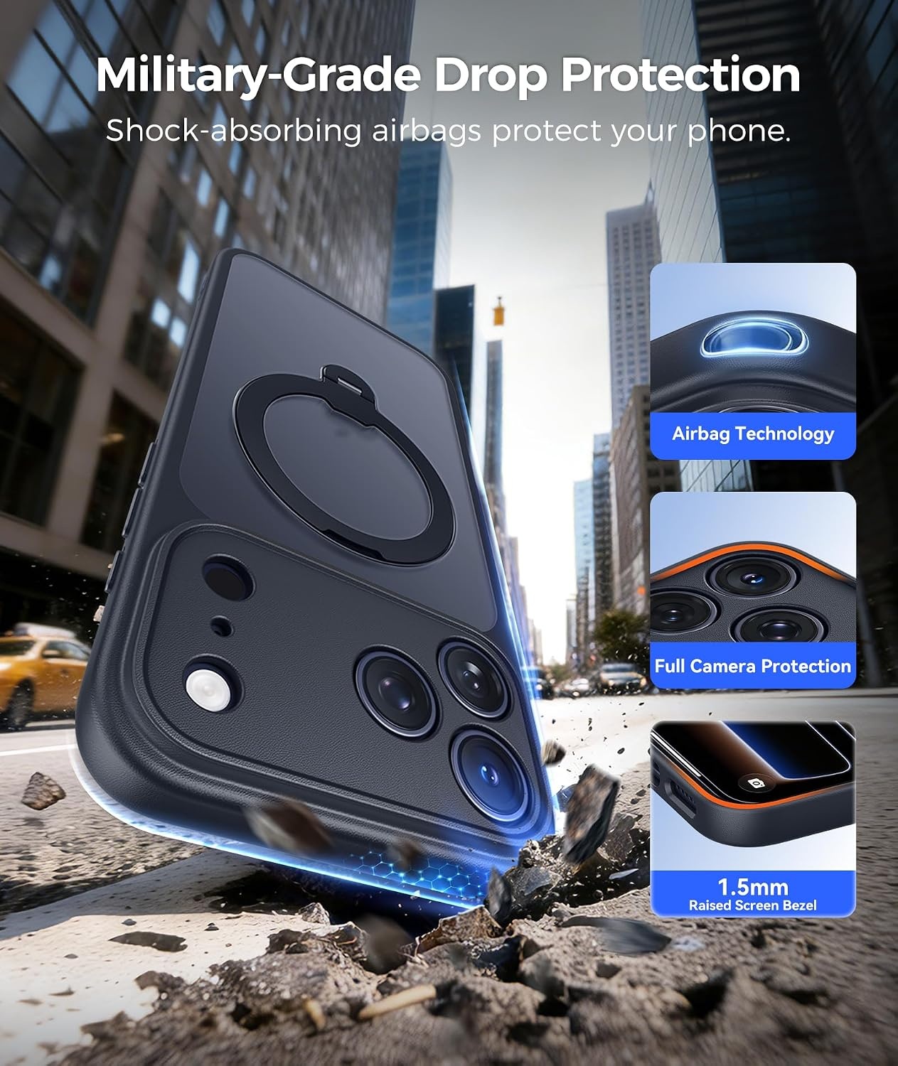 image:imageFNTCASE for iPhone 18 Pro iPhone17 Pro Case with 360 Spin Magnetic StandBlack