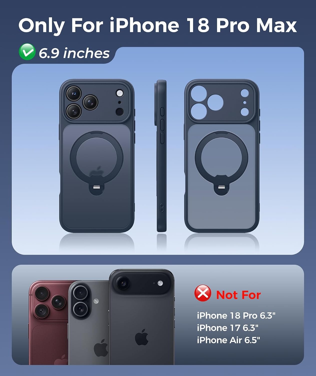 image:imageFNTCASE for iPhone 18 Pro iPhone17 Pro Case with 360 Spin Magnetic StandDeep Blue
