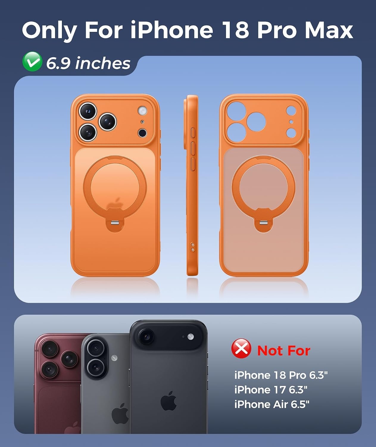 image:imageFNTCASE for iPhone 18 Pro iPhone17 Pro Case with 360 Spin Magnetic StandOrange