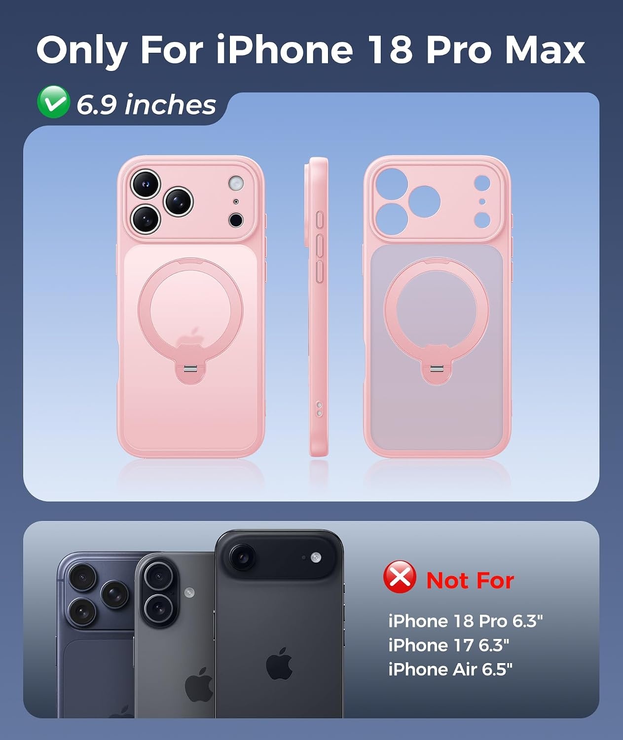 image:imageFNTCASE for iPhone 18 Pro iPhone17 Pro Case with 360 Spin Magnetic StandPink