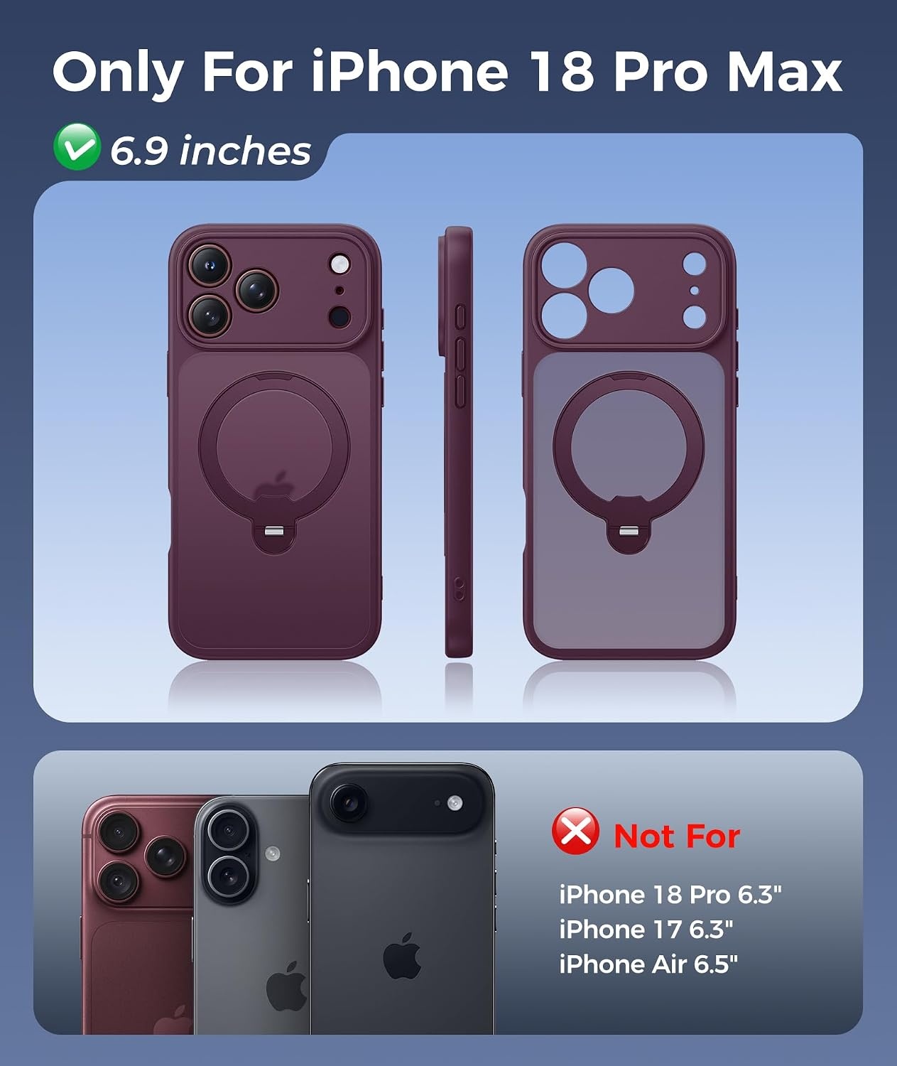 image:imageFNTCASE for iPhone 18 Pro iPhone17 Pro Case with 360 Spin Magnetic StandWine Red