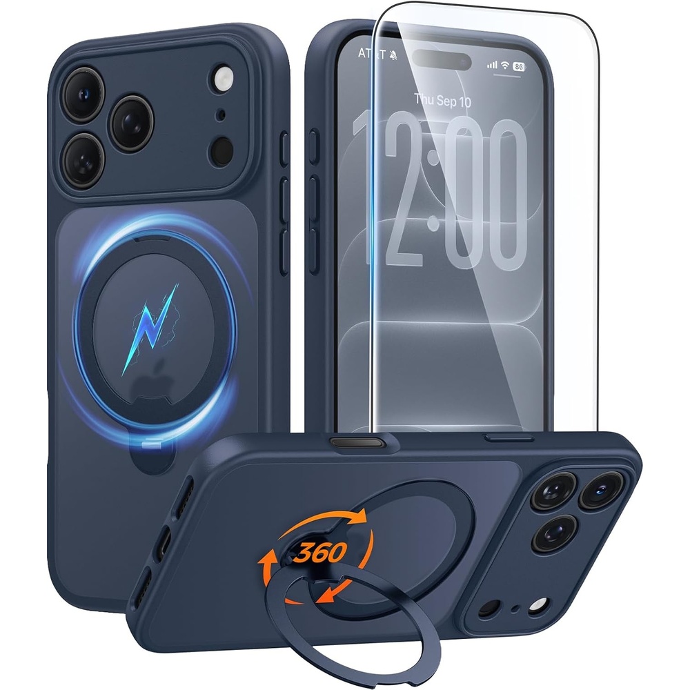 image:imageFNTCASE for iPhone 18 Pro iPhone17 Pro Case with 360 Spin Magnetic StandDeep Blue