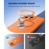 FNTCASE for iPhone 16 Pro Max Case with 360 Spin Magnetic Stand Black(Orange)