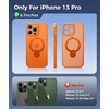 FNTCASE for iPhone 16 Pro Max Case with 360 Spin Magnetic Stand Black(Orange)