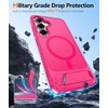 FNTCASE for iPhone 16 Pro Max Case with 360 Spin Magnetic Stand Black(Z-Hot pink)