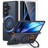 FNTCASE for iPhone 16 Pro Max Case with 360 Spin Magnetic Stand Black(Black)