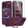 FNTCASE for iPhone 18 Pro /iPhone17 Pro Case with 360 Spin Magnetic Stand(Wine Red)