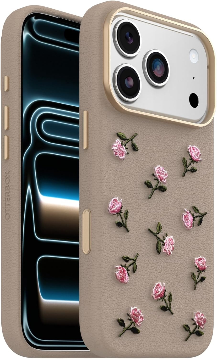 image:imageOtterBox iPhone 1817 Pro Symmetry Series Cactus Leather Embroidery CaseGrey Pink Floral