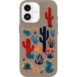 OtterBox iPhone 18/17 Pro Symmetry Series Cactus Leather Embroidery Case(Grey Cactus Garden)